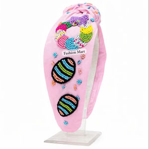 Diademas de Pascua Hechas a Mano al por Mayor con Cuentas, Accesorios de Primavera con Conejitos y Huevos en Tonos Pastel - Product Image 1