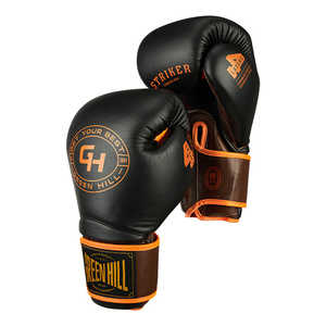 Gants de boxe Striker noirs/orange, demi-doigts, pour entraînement, avec lacets au poignet, tailles 10oz 12oz 14oz 16oz, en cuir PU, logo personnalisé - Product Image 4