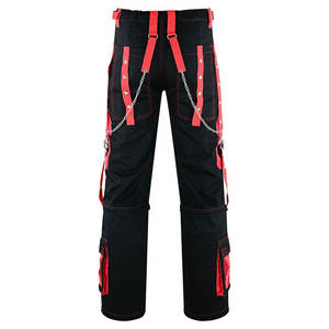 Pantalones de Moda Gótica Oscura con Calavera Roja Grande para Hombre, con Correas Rojas, Cadena y Tachuelas Plateadas 2026 - Product Image 5