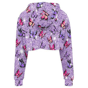 Meilleures ventes Haut court à capuche d'hiver doux au toucher personnalisé Vêtements courts décontractés avec logo sur le devant au prix de gros - Product Image 2