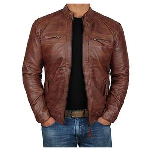 Veste en cuir PU personnalisée pour hommes avec poches frontales Veste universitaire en cuir élégante de grande taille Veste en cuir pour hommes - Product Image 5