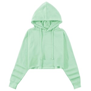 Sudadera corta para mujer, corte holgado, forro polar de algodón suave, capucha ajustable con cordón, estilo urbano informal. - Product Image 1