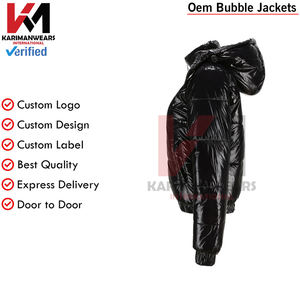 Chaqueta acolchada ligera para mujer, abrigos cortos de burbujas brillantes con relleno de cremallera y capucha para chaquetas cálidas de invierno - Product Image 5