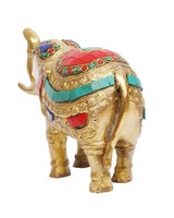 Statue d'éléphant en laiton moderne fabriquée à la main pierres semi-précieuses pour bureau à domicile jardin intérieur extérieur religieux Feng Shui décor
