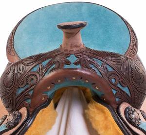 Selle occidentale en cuir véritable de haute qualité importée baril de course équestre pour l'équitation - Product Image 4