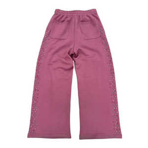 Streetwear personnalisé pour hommes surdimensionné coton polaire Vintage acide lavage strass pantalons de survêtement de survêtement pour hommes - Product Image 3