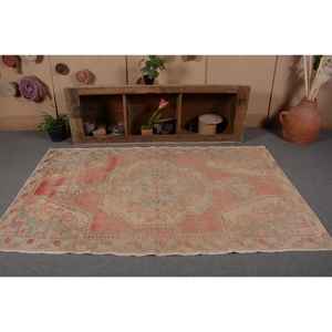 Alfombra turca Vintage de 4,5x7,5 pies, Beige, rosa, área grande, lana, látex, Tabriz, Patchwork para adolescentes, alfombra rectangular para habitación de pasillo - Product Image 4