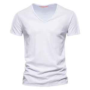 Camiseta de algodón 100% de calidad de marca para hombre, Camiseta con cuello en V, diseño informal, ajustada, manga corta, Jersey sólido de talla grande, bordado transpirable - Product Image 2