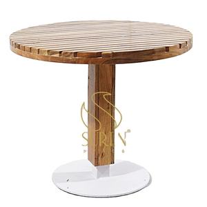 Handmade Designer Latest Indian industrial designer Iron Mango <b>Wood</b> <b>Round</b> Center <b>Table</b> - Product Image 1