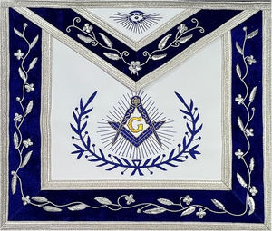 Master Mason Luxury Embroidered Border Masonic <b>Badge</b> with Blue & White Magnet Extendable Belt Metal Snake Clip and Hook - Product Image 2
