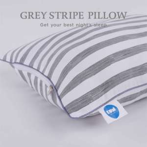 Almohada para dormir con diseño de rayas grises de calidad lujosa de primera calidad 1,4Kg relleno compacto de microfibra Premium para uso diario en el hogar - Product Image 3