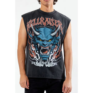 Camiseta sin mangas acanalada con estampado de algodón 100% personalizado para hombre, ropa de calle deportiva para gimnasio y otros deportes - Product Image 3