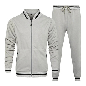 Ensemble de survêtement gris pour homme Harry Johnson Production, manches longues, fermeture éclair, couleur unie, col montant, pantalon de jogging, automne - Product Image 1