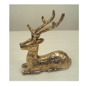 Ornement de Noël de renne assis en laiton doré pour la maison, le salon, le festival de noël, le dessus de table, l'objet décoratif - Product Image 4