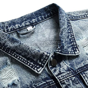 เสื้อแจ็คเก็ตยีนส์ผู้ชายผลิตอย่างมืออาชีพ ขายส่ง ผ้าฝ้าย 100% สวมใส่สบาย คอปกพับได้ ระบายอากาศดี เป็นมิตรกับสิ่งแวดล้อม เหมาะสำหรับฤดูหนาวและกิจกรรมกลางแจ้ง - Product Image 3