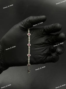 สร้อยข้อมือเทนนิสหินสีชมพู เงินแท้ ประดับเพชรโมอิสซาไนต์ ดีไซน์หรูหรา สำหรับผู้หญิง งานแต่งงาน งานปาร์ตี้ เครื่องประดับดูเหมือนเพชร - Product Image 5