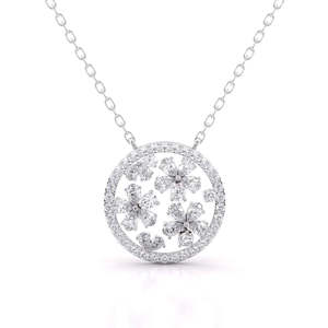 Espectacular colgante de diamante talla redonda Bloom de 2.05 ct, color E-F, VVS-VS, diamante cultivado en laboratorio en oro de 14 quilates, para ocasiones especiales y fiestas. - Product Image 2