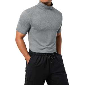 Camiseta de Cuello Alto para Hombre, 220 g/m², Tejido Grueso |   Camisa de Golf de Corte Ajustado de Manga Corta |   Top de cuello alto estilo streetwear |   Logotipo Personalizado OEM - Product Image 4