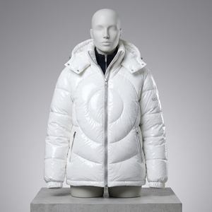 Veste d'hiver matelassée pour homme, à capuche, brillante, chaude, zippée, pour l'extérieur, avec coutures circulaires, OEM ODM, vente en gros - Product Image 1