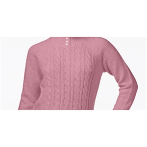 Cárdigan de Punto Trenzado Vintage Informal para Mujer Karen Scott, Color Rosa Suave, Talla XS, Transpirable, Cómodo, con Decoración Calada, para Otoño/Invierno - Product Image 2