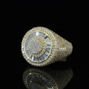 วงแหวนฮิปฮอปทรงกลมสุดเท่ & บาแกตต์สำหรับปลูกด้วยเพชรชิ้นเล็ก925สีเงินสเตอร์ลิง D แบบใหม่ไร้สี - Product Image 2