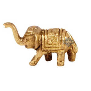 Elefante Pequeño con Diseño Tradicional en Relieve, Latón Puro para Decoración de Diwali - Product Image 1