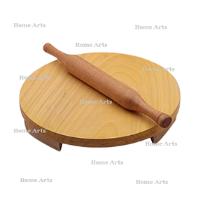 Ensemble Chakla Belan en bois fait main rouleau à pâtisserie et planche de forme ronde de qualité supérieure pour accessoires de cuisine - Product Image 1
