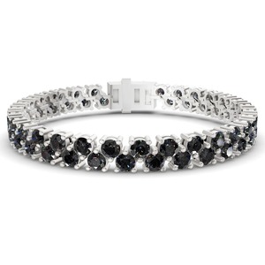 Midnight Black Double Row Round Lab Grown Diamond Tennis Bracelet 3 Ct Tw VS Clarity 112 Diamonds 14K <b>Solid</b> <b>Gold</b> Bold Edge Glow - Product Image 1