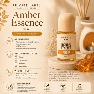 Private Label Amber Fragrance Essence 12ml OEM | Aromatic <b>Oil</b> for <b>Burners</b> & Humidifiers | Spain EU - Product Image 3
