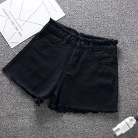 Celana pendek Jeans musim panas wanita, celana pendek Denim desain kustom Premium baru untuk wanita
