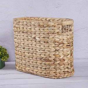 Natural <b>Seagrass</b> Woven Rectangle <b>Basket</b> <b>with</b> <b>Lid</b> Water Hyacinth Storage <b>Basket</b> From Vietnam Straw Rope for Indoor Storage - Product Image 5