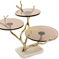 Support à gâteau en verre à 3 niveaux support d'affichage à dessert en métal doré pour décoration de fête de mariage outil de gâteau pièce maîtresse de table