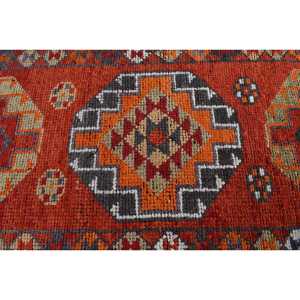 Alfombra Turca de 2.9x11.4 pies, Alfombra Vintage, Alfombra de Lana Roja Naranja Estilo Suroeste - Product Image 5