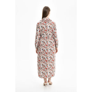 <b>Mint</b> Patterned Floor-Length <b>Dress</b> with Ruffle Collar for Office Lady - Product Image 3