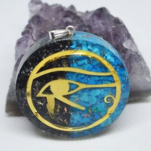 Venta al por mayor redondo turquesa orgón colgante piedra semipreciosa Feng Shui EMF ogonita cristal artesanía material de piedras preciosas - Product Image 1