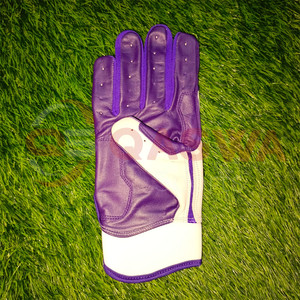 Personalizado Original de cuero de vaca blanco y púrpura combinación de colores tamaños adultos guantes de bateo de béisbol guantes de bateo juvenil - Product Image 5