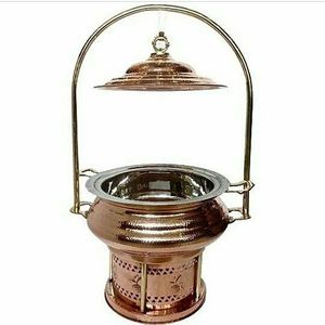 Hammered Copper <b>Chafing</b> Dish With <b>Fuel</b> Holder Providing Consistent Heating For Long Hours During Buffet Functions - Product Image 3