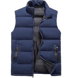 Gilet matelassé sans manches en polyester, col rabattu, grande taille, uni, doublé pour l'hiver, fin et chaud, style patchwork - Product Image 4