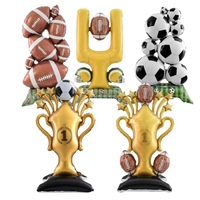Ballons géants autoportants en aluminium pour décorations de fête sur le thème du football, en forme de trophée, de poteau de but ou de pile de ballons, pour fêtes sportives