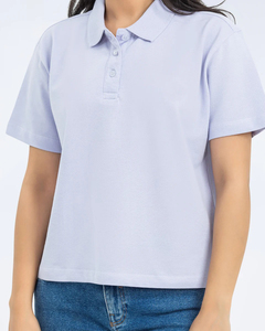 Polo pour femmes en tissu Piqué confortable avec Logo imprimé en 3D personnalisé T-shirt polo de golf à manches courtes respirant de couleur unie pour femmes - Product Image 3