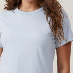 Camisetas de Cuello Redondo Antiarrugas Tejidas para Mujer, Mezcla de Algodón, Tejido Suave y Transpirable, Ropa Casual Diaria, Tops para Mujer - Product Image 3