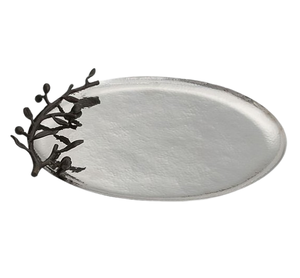 Plateau en métal avec poignée en aluminium moulé de style contemporain Accents faits à la main brillants Plateau de table de Noël Plateau décoratif en aluminium - Product Image 6