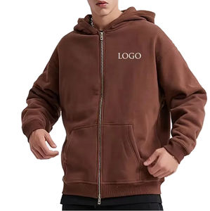 Marca de moda 100% sudaderas con cremallera de algodón para hombres Estilo casual sólido Patrón de estampado de invierno Tejido con capucha - Product Image 1
