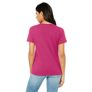 Femmes de haute qualité 100% coton à manches courtes col en v T-Shirt respirant Logo personnalisé impression en gros nouvelle Collection d'été - Product Image 3