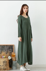 เดรสแม็กซี่บอดี้คอนสำหรับใส่ลำลองคอกลมแขนยาวทรงพอดีตัวดีไซน์2025 - Product Image 2