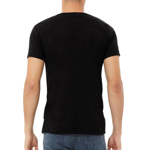 Camisetas personalizadas con cuello en V negro sólido Camisetas deportivas con cuello redondo transpirable - Product Image 3