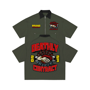 Custom High Quality Heat-Transfer Printed <b>Crop</b> <b>Top</b> Boxy Cotton Streetwear Vintage Zipper <b>Men</b> Casual Summer Polo T-shirt - Product Image 4