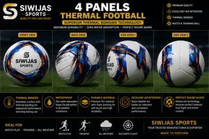 Ballon de football en cuir PU thermique à 4 panneaux, imperméable, pour entraînement et matchs, intérieur/extérieur - Product Image 1