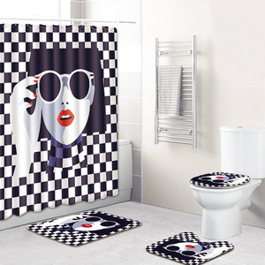 Ensemble de tapis de salle de bain africains imprimés sur mesure pour salle de bain, rideau de douche antidérapant, tapis de bain - Product Image 5