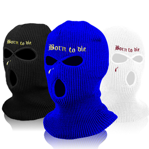 Masque de ski personnalisé 3 trous hiver chaud moto coupe-vent masque de ski personnalisé cagoule intégrale chapeau brodé tricoté vente en gros - Product Image 2